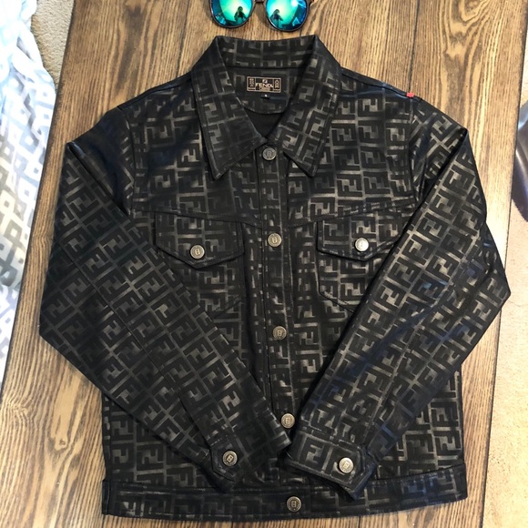 Vintage fendi Zucca Monogram black logo jacket